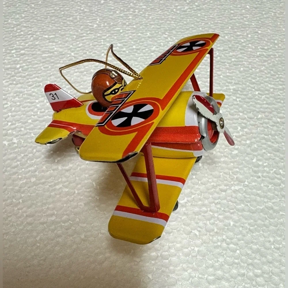 Vintage Style Toy Airplane Set - Orange and Yellow